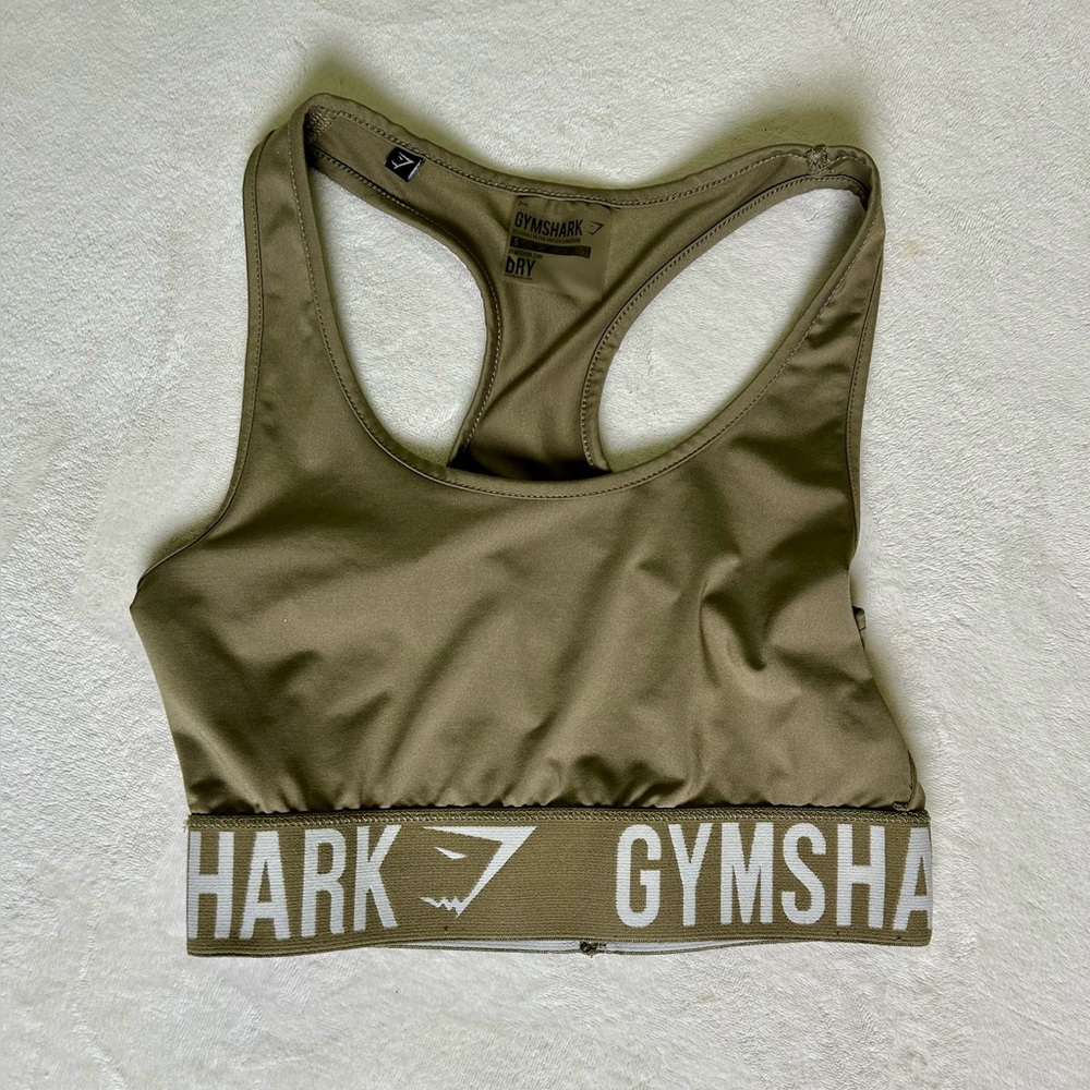 GYMSHARK Sports Bra Dry Flex Olive Green sz. Small - Picture 1 of 6